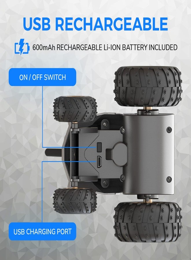 Mirana Warrior 360 Degree Rotating Stunt RC Car Toy for Kids | High Speed Steering Remote Control Vehicle | USB Type-C Rechargeable | Made in India (Onyx Black) - Image 2